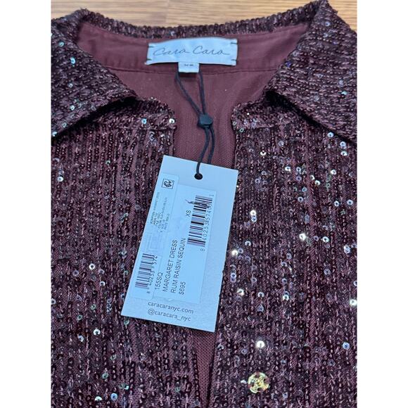 Cara Cara Margaret long sleeve sequin shirtDress in Rum Raisin Sequin size XS - Picture 10 of 14
